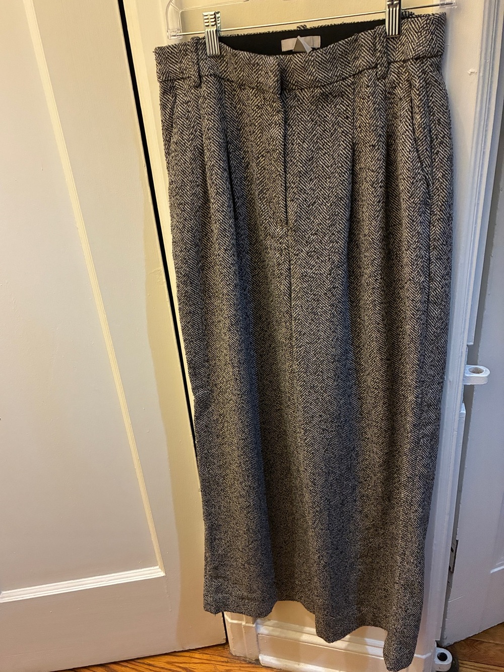 H&M Gray Herringbone Wide Leg Trouser